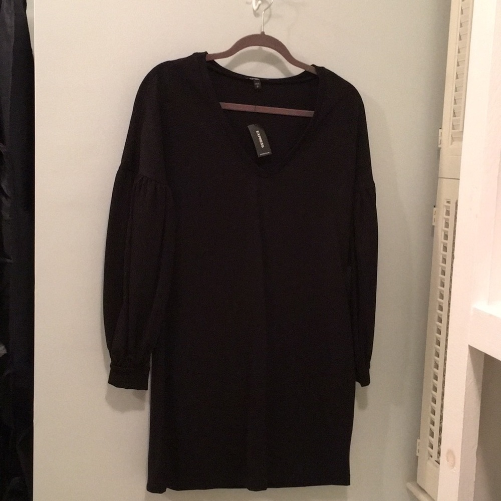 Express black balloon sleeve dress